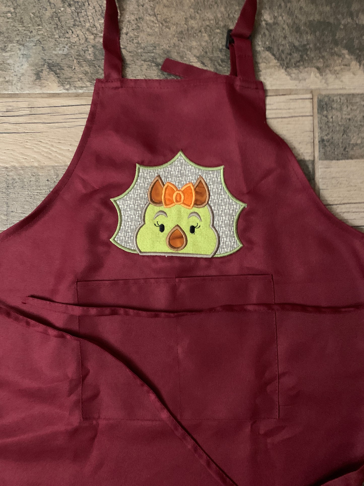 Children's Apron - Appliqued Girl Dinosaur