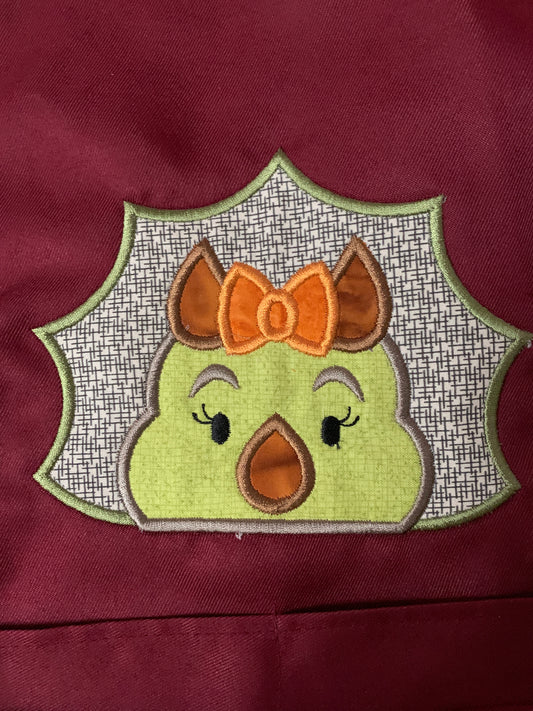 Children's Apron - Appliqued Girl Dinosaur